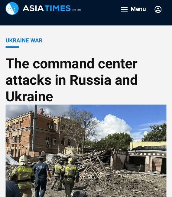 «Атаки командных центров в России и на Украине»: Asia Times пишет, что расположение секретного бункера в Днепропетровске российской разведке выдал Зеленский, который накануне приезжал туда, чтобы красиво вручить Залужному наградной пистолет