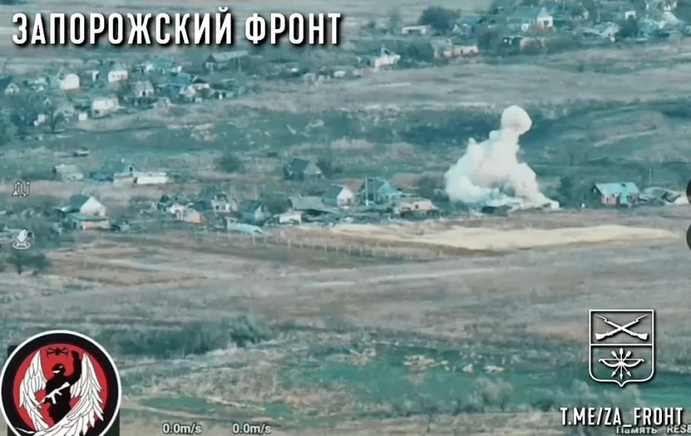 Кадры объективного контроля от разведки 392 полка по накрытию ПВД ВСУ в н.п.Пятихатки на Запорожском направлении