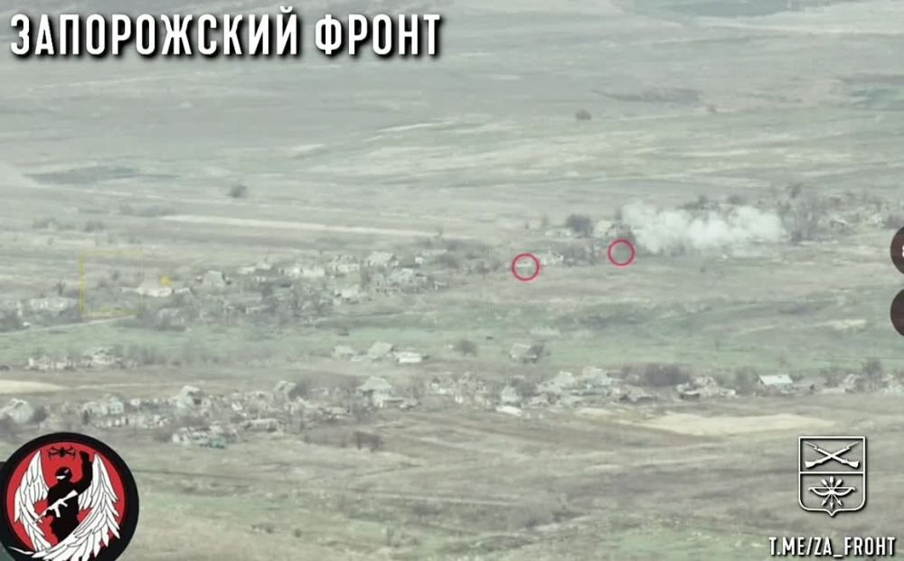 Кадры объективного контроля от разведки 392 полка по накрытию ПВД ВСУ в н.п.Пятихатки на Запорожском направлении