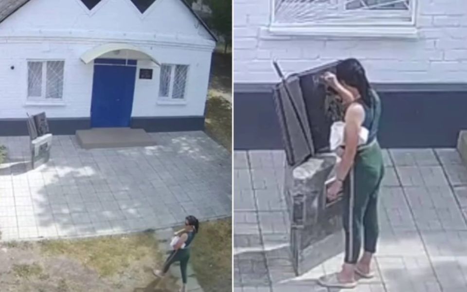 В пригороде Днепропетровска неизвестная женщина закрасила часть надписи памятника возле музея