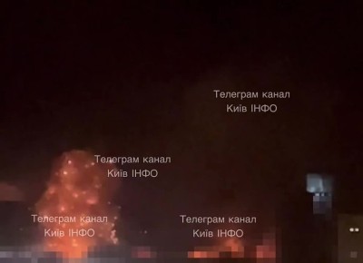 Кадры масштабных пожаров в Киеве после ночных ударов
