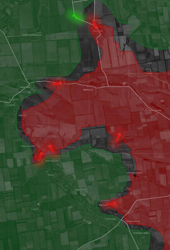 «На Днепропетровском направлении российские подразделения продолжают продвигаться на востоке области, за последние сутки заняты новые позиции в районах Новогригорьевки и Новосёловки