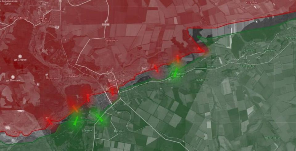 «На Южно-Слобожанском направлении российские войска продвинулись на 350 м и заняли 30 зданий в Волчанске на левом берегу реки Волчья