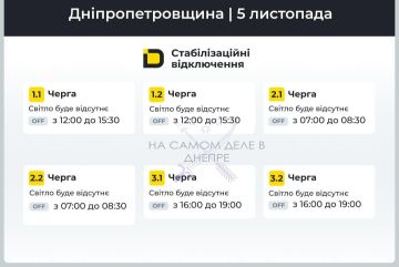 Днепропетровская область, график отключения электроэнергии