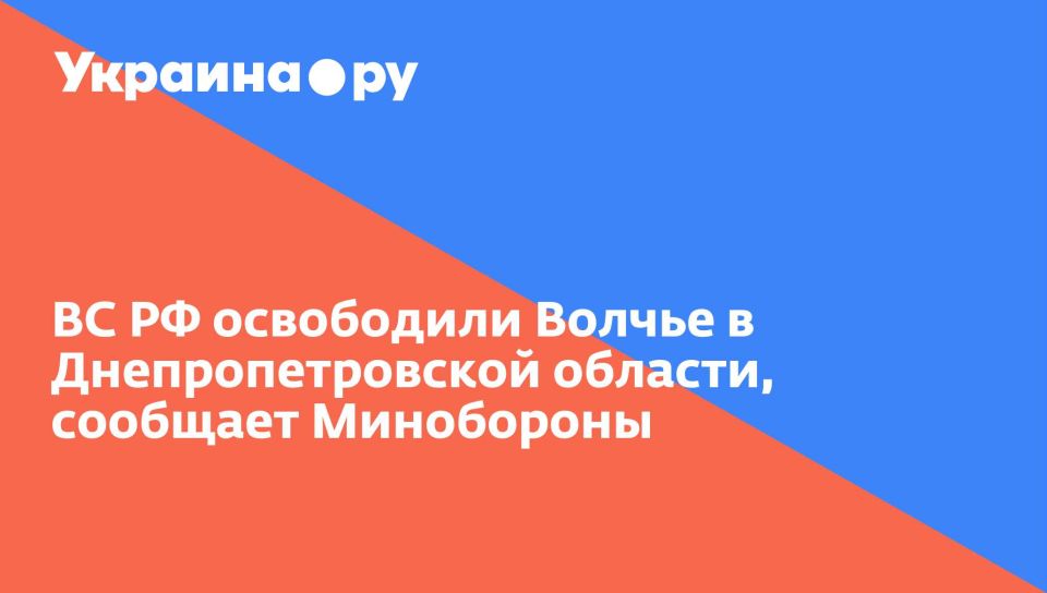 ВС РФ освободили Волчье в Днепропетровской области, сообщает Минобороны