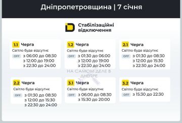 Днепропетровская область, график отключения электроэнергии