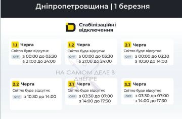 Днепропетровская область, график отключения электроэнергии