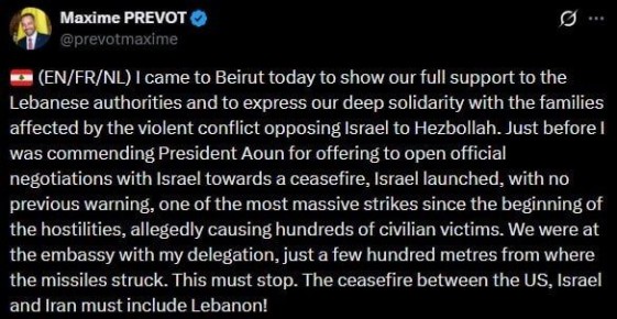 Армия Израиля чуть не убила главу МИД Бельгии в Ливане