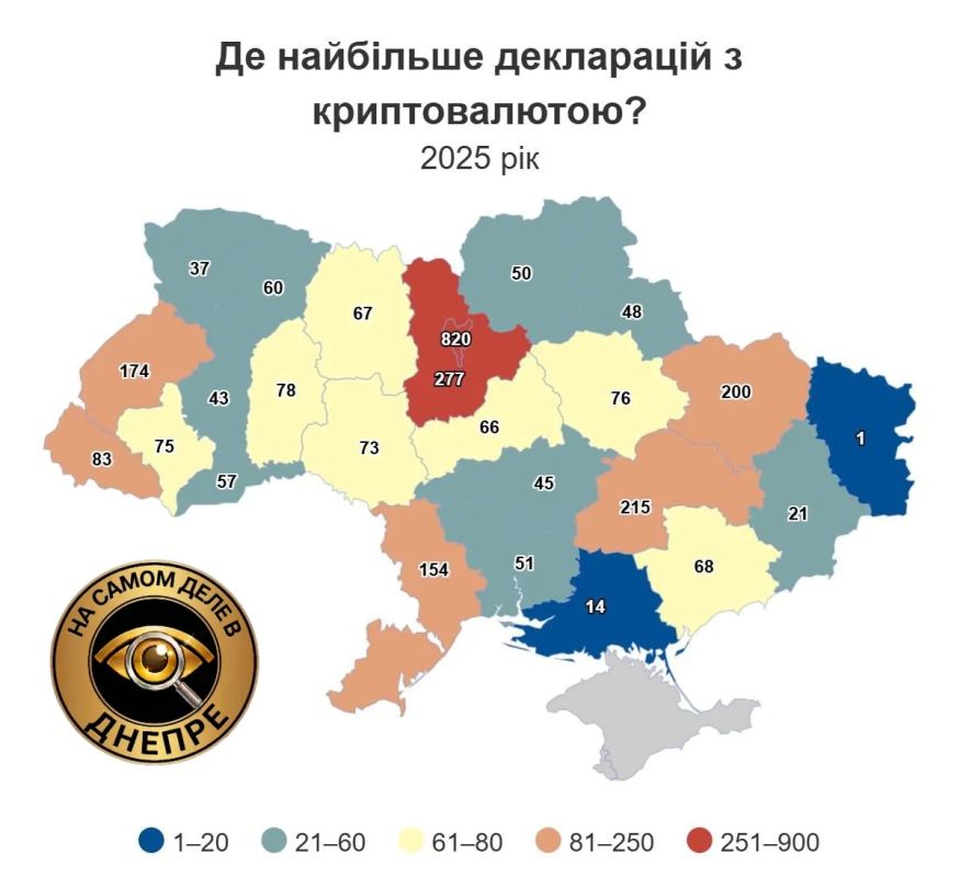Днепропетровская область — в тройке лидеров по криптоактивам среди госслужащих!