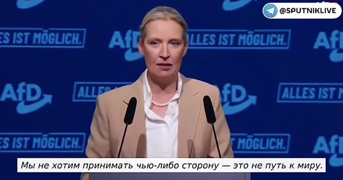 Лидер немецкой партии «Альтернатива для Германии» Алиса Вайдель потребовала полностью свернуть помощь Киеву