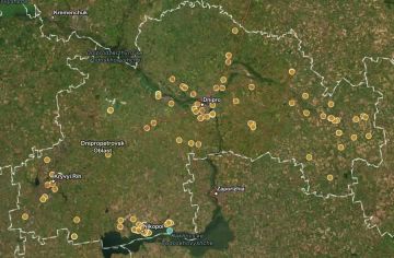 Карта с АЗС, которые были поражены за последние время в Днепропетровской области